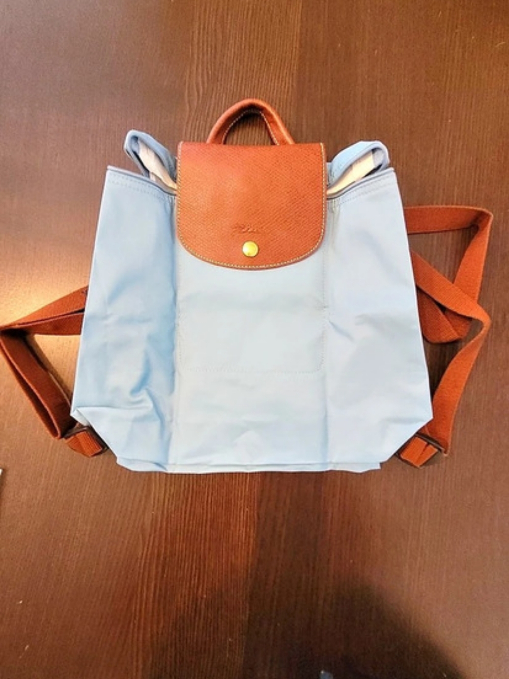 Longchamp Le Pliage Original Backpack in Blue & Brown